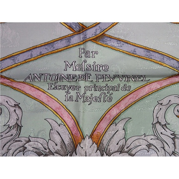 Hermes Silk Scarf with Gold and Blue Accents - Picture 8 of 12